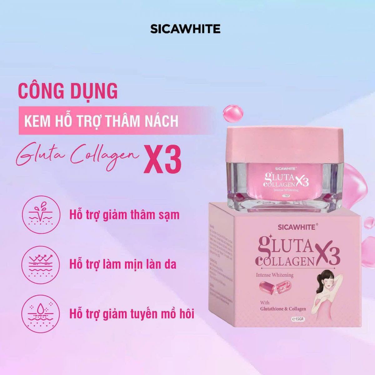 trị thâm nách gluta collagen X3